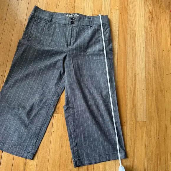 Dockers Ideal Fit Blue White Pinstripe Capri Trousers Size 12 P Preppy Nautical - Picture 7 of 8